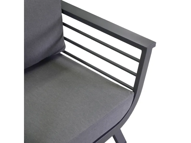 Mobile giardino modello Salotto alluminio riverside antracite con cuscini grigi (bracciolo in hpl) 3 pezzi - vacchetti di Collezione esclusiva IN OFFERTA