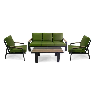Arredo Giardino Collezione esclusiva Salotto riverside alluminio antracite con cuscini verde - vacchetti a prezzo scontato