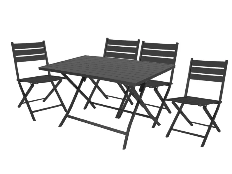 Arredo Giardino Cosma outdoor living Set tavolo alabama 130 x 77 pieghevole con 4 sedie alabama antracite con un ribasso esclusivo