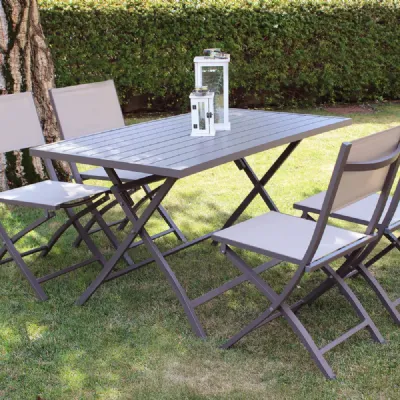 Arredo Giardino Cosma outdoor living Tavolo pieghevole alabama 130 x 77 con 4 sedie georgia taupe - cosma con uno sconto esclusivo