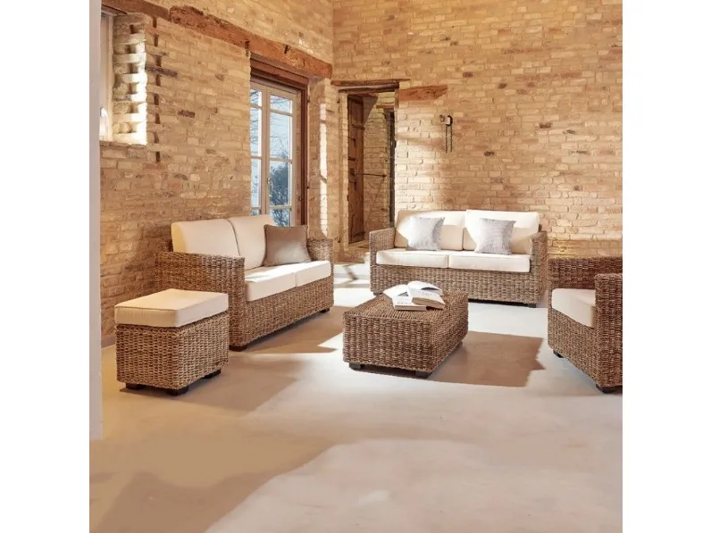 Divano small box rattan naturale Outlet etnico a prezzo scontato Arredo Giardino