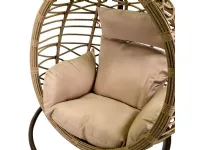 Arredo Giardino Dondolo pensile polyrattan renton beige con supporto e cuscino - vacchetti Collezione esclusiva a prezzo scontato