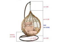 Arredo Giardino Dondolo pensile polyrattan renton beige con supporto e cuscino - vacchetti Collezione esclusiva a prezzo scontato