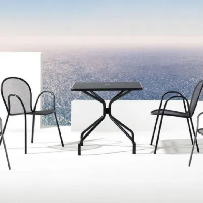 Arredo Giardino Tavolo cambi 90x90 grigio antico con 4 poltroncine ronda  emu Emu OFFERTA OUTLET