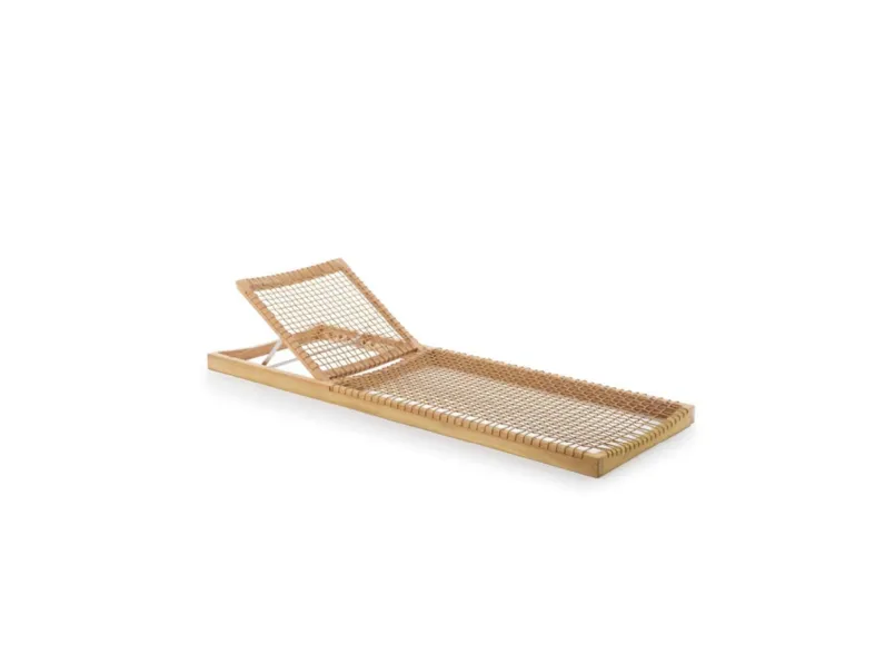 Arredo Giardino Lettino basso di teak e waprolace Md work OFFERTA OUTLET