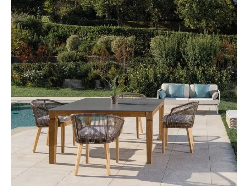 Offerta: Tavolo Giardino Quadrato in Teak Ceramica Md Work