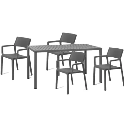 Arredo giardino Nardi Tavolo cube 140 x 80 con 4 poltroncine trill antracite A PREZZI OUTLET