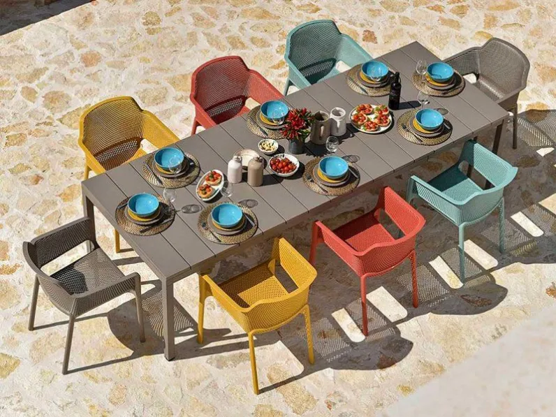 Arredo Giardino Nardi Tavolo rio 210 ext con poltrone net arcobaleno A PREZZI OUTLET