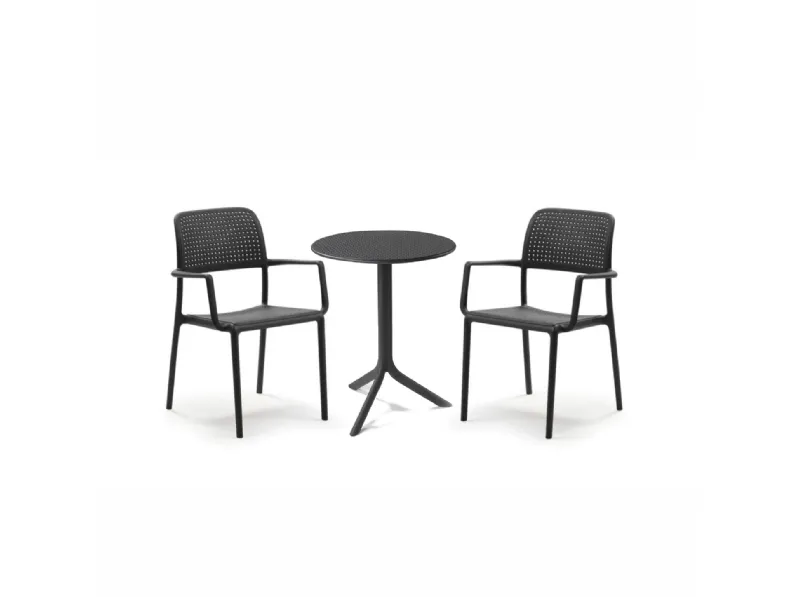 Tavolo step 60cm con 2  bora antracite Nardi: arredo giardino a prezzo scontato