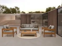 Arredo Giardino Divano 3p kobo teak  Outlet etnico OFFERTA OUTLET