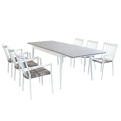 Arredo Giardino Outlet etnico Set martinica tavolo da pranzo all.160/240 + 6 sedie alluminio-polyrattan con uno sconto esclusivo