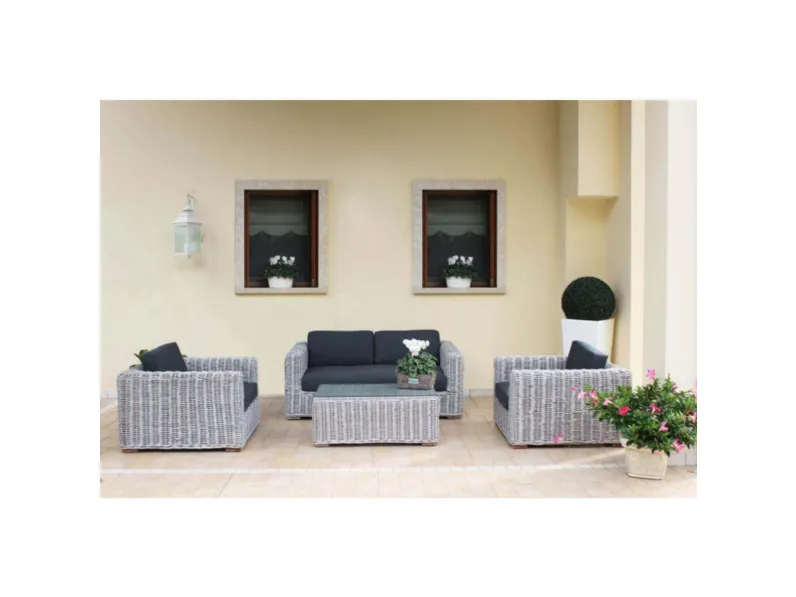 Arredo Giardino Salotto maldive rattan naturale Outlet etnico a prezzo scontato