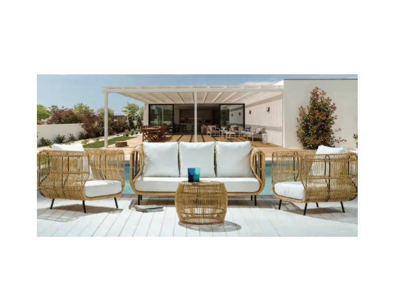 Arredo Giardino Set salotto varadero in rattan naturale Outlet etnico a prezzo ribassato