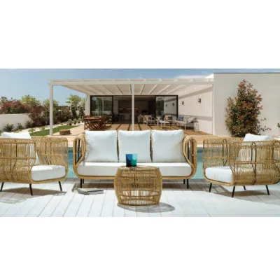 Arredo Giardino Set salotto varadero in rattan naturale Outlet etnico a prezzo ribassato