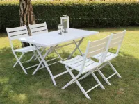 Arredo giardino Set tavolo pieghevole alabama 130 x 77 con 4 sedie alabama bianco Cosma outdoor living OFFERTA OUTLET - 50%