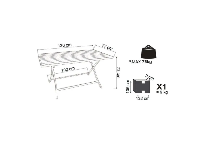 Arredo Giardino Set tavolo pieghevole alabama 130 x 77 con 4 sedie alabama bianco Cosma outdoor living OFFERTA OUTLET