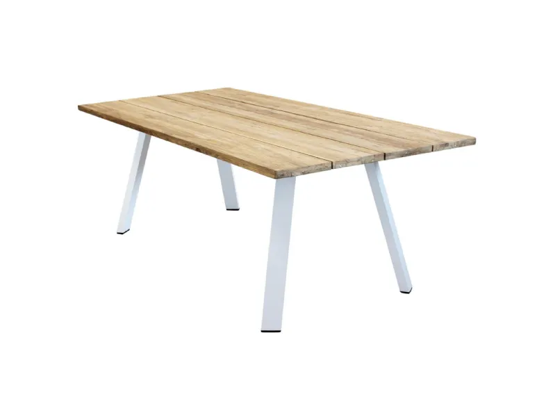 Arredo Giardino Set tavolo teak riciclato + 6 sedie catalina bianco Outlet etnico a prezzo scontato
