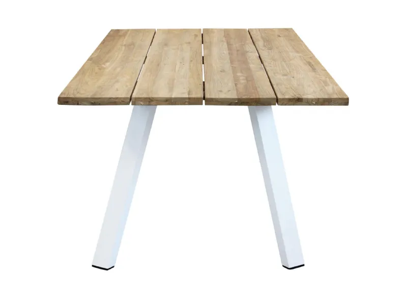 Arredo Giardino Set tavolo teak riciclato + 6 sedie catalina bianco Outlet etnico a prezzo scontato