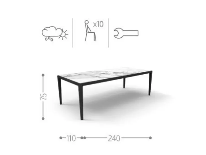 Tavolo cruise teak 240 x 110  Talenti Arredo Giardino IN OFFERTA  