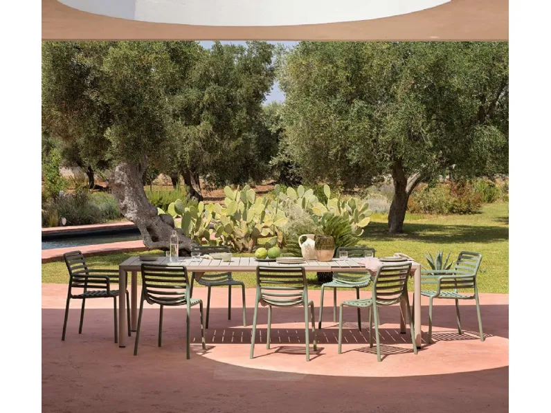 Arredo Giardino Nardi Tavolo allungabile tevere 210/275 corda con 8 poltroncine doga verde menta - nardi a prezzo scontato