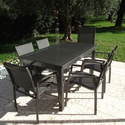 Offerta Giardino: Tavolo Cuba 150/210 + 6 Poltrone Avana Antracite. Acquista ora!