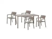 Arredo giardino Nardi Tavolo cube 140 x 80 con 4 poltroncine trill tortora con un ribasso esclusivo