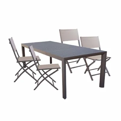 Arredo Giardino: Tavolo Houston allungabile 135/180cm con 4 sedie Georgia Taupe Cosma Outdoor Living a prezzo scontato.