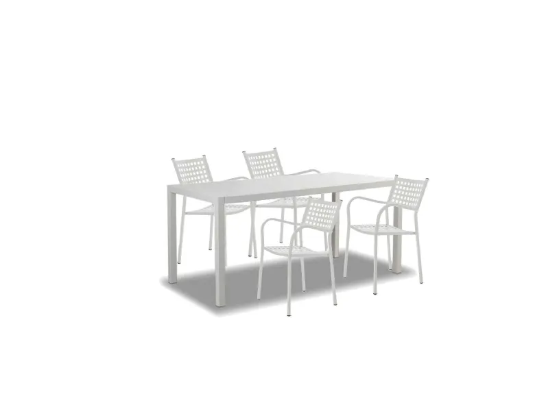 Arredo Giardino Vermobil Tavolo quatris 160x80 con 4 poltroncine alice bianco A PREZZI OUTLET