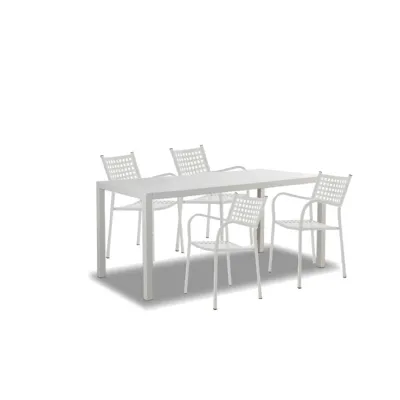 Arredo Giardino Vermobil Tavolo quatris 160x80 con 4 poltroncine alice bianco A PREZZI OUTLET