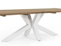 Arredo Giardino Tavolo ramsey 240 x 100 cm in teak riciclato bianco con 8 poltroncine florencia - bizzotto Bizzotto OFFERTA OUTLET