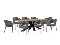 Arredo giardino Tavolo ramsey 240x100 in teak riciclato antracite con 8 poltroncine florencia- bizzotto Bizzotto a prezzo ribassato