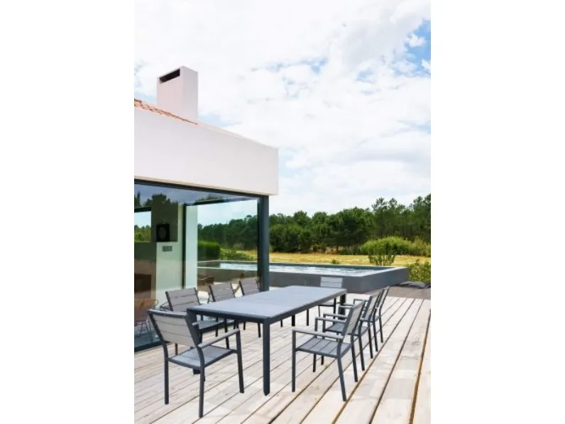 Arredo Giardino Tavolo waikiki allungabile in alluminio 162/242 x 100 cm antracite Cosma outdoor living OFFERTA OUTLET
