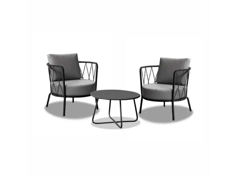Set 2 poltrone daisy grigio antico con tavolino Vermobil: arredo giardino a prezzo scontato
