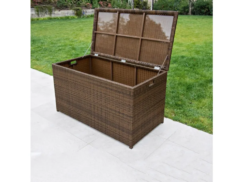 Arredo Giardino Baule da esterno trecciata a mano la fibra polyrattan marca viro di altissima qualit  Md work OFFERTA OUTLET