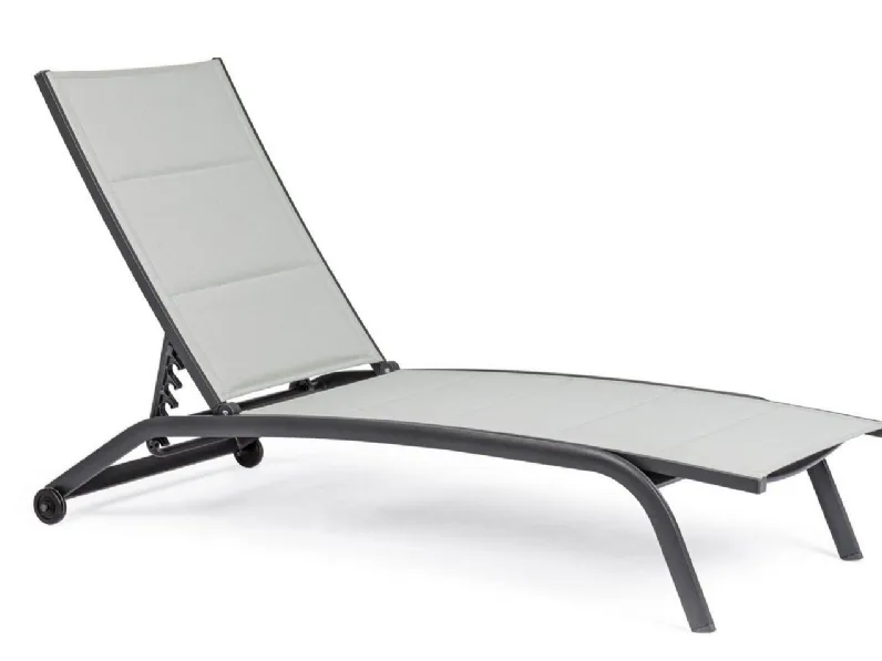 Arredo Giardino Bizzotto Lettino impilabile con ruote cleopas antracite A PREZZI OUTLET