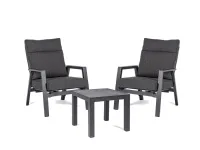 Mobile giardino Set 2 poltrone kledi antracite con tavolino  di Bizzotto a prezzi convenienti