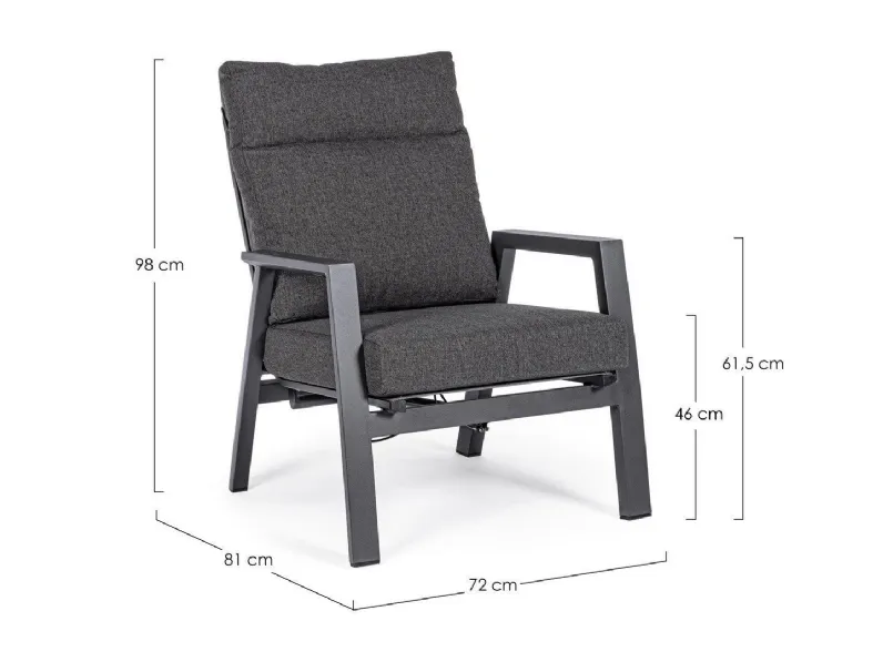 Arredo Giardino Bizzotto Set 2 poltrone kledi antracite con tavolino  a prezzo scontato