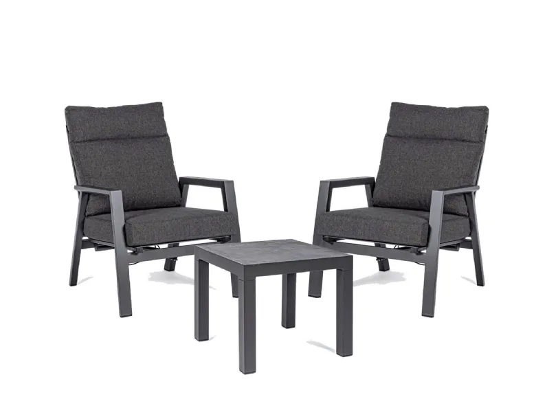 Mobile giardino Set 2 poltrone kledi antracite con tavolino  di Bizzotto a prezzi convenienti