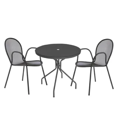 Cambi 80 cm con 2 poltroncine ronda grigio antico Emu: tavolo da giardino in Offerta Outlet