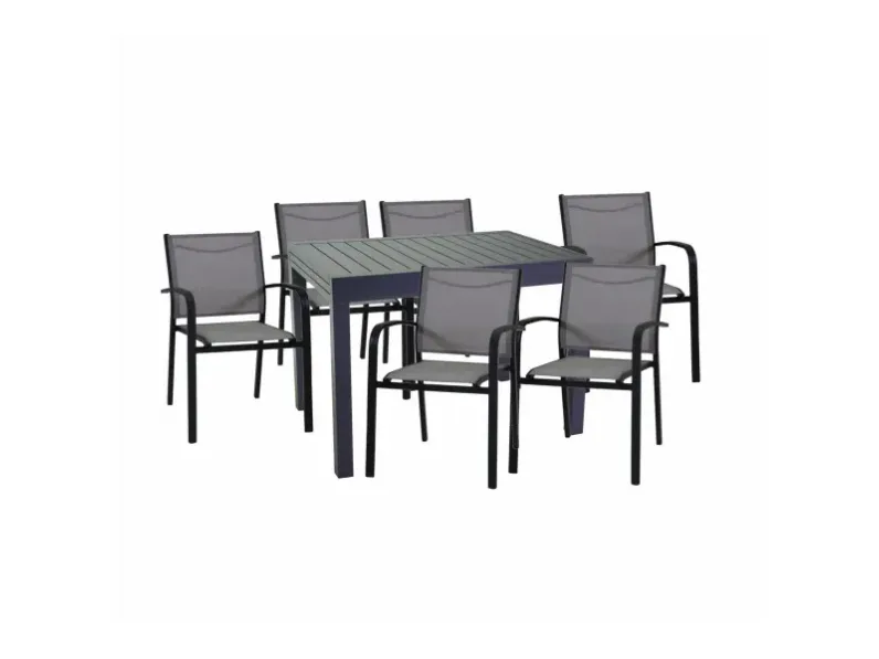 Tavolo cleveland allungabile antracite cm125/250x75h75 con 6 poltroncine sullivan - vacchetti Arredo Giardino Collezione esclusiva IN OFFERTA