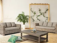 Outlet etnico: Divano 3p Fortaleza in fibre naturali. Arredo Giardino in Offerta!
