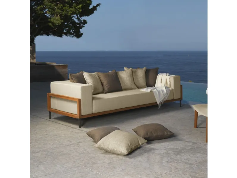 Divano per l'esterno Talenti Cleo teak sofa  cm 230  ecru'  a prezzi outlet 