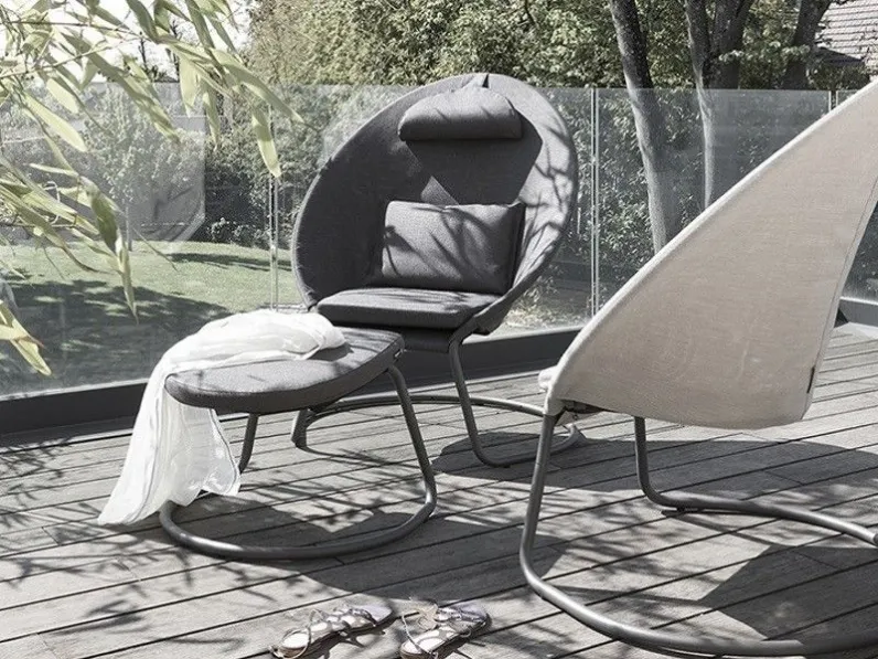 Lafuma cocoon poltrona lounge batyline hedona onyx grigio scuro con poggiapiedi Collezione esclusiva: Arredo Giardino a prezzi outlet