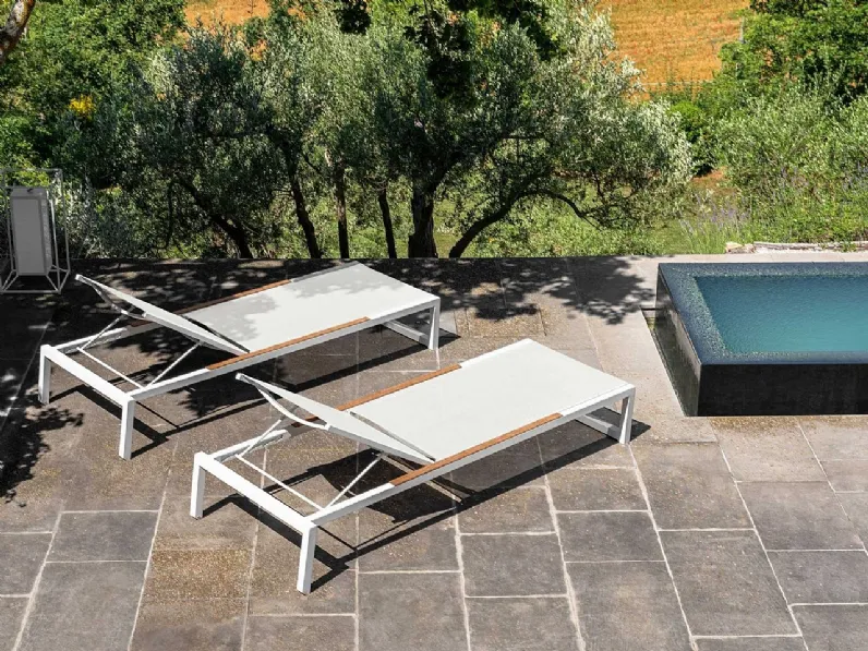 Divano per l'esterno Talenti Lettino alabama  bianco / teak  con forte sconto 
