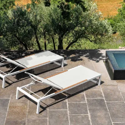 Divano per l'esterno Talenti Lettino alabama  bianco / teak  con forte sconto 