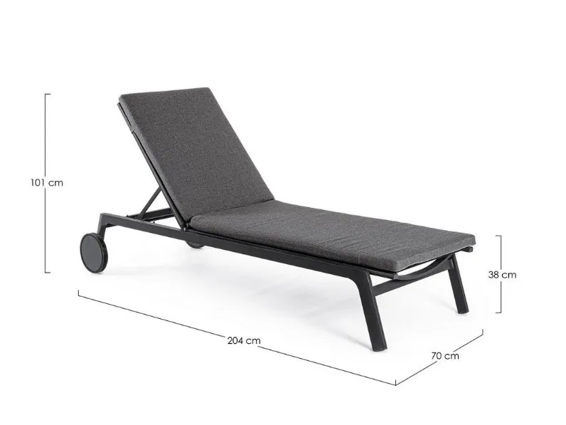 Lettino jalisco antracite con ruote - Bizzotto: arredo giardino in Offerta Outlet