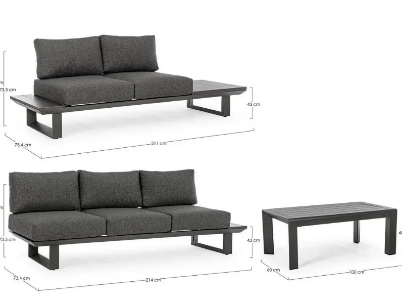 Arredo giardino Salotto angolare konnor antracite Bizzotto a prezzo ribassato