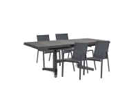Arredo Giardino Bizzotto Set tavolo robert allungabile 143/183 cm con 4 poltroncine krion antracite- bizzotto a prezzo ribassato