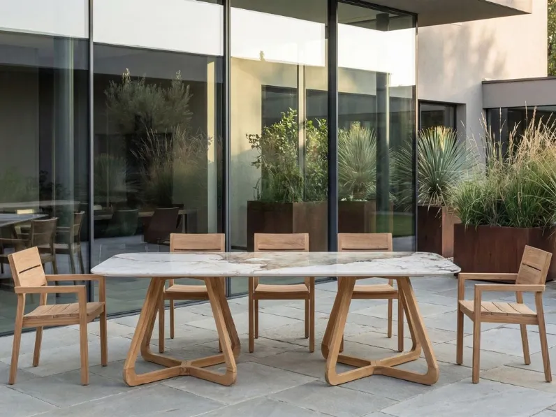 Mobile giardino Tavolo esterno cristalceramica magellano  di Md work a prezzi outlet