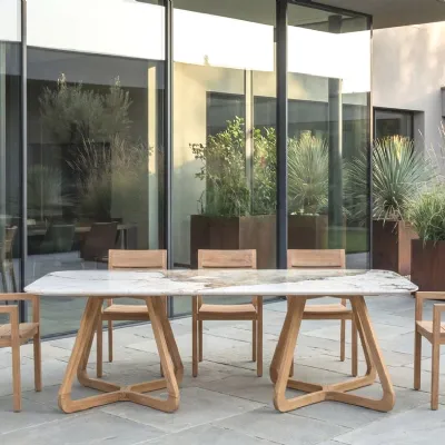 Mobile giardino Tavolo esterno cristalceramica magellano  di Md work in offerta